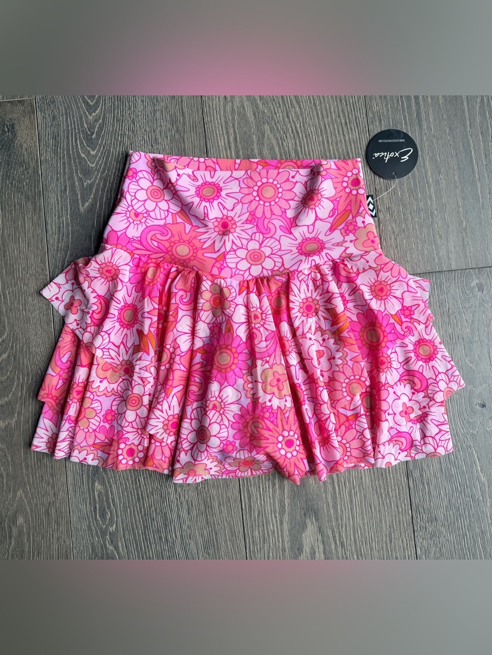 Exotica ExoticAthletica Serendipity Pink Net High Waisted Ruffle Skort Size L